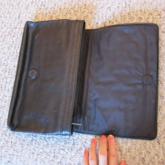 BCBGMaxAzria Black Leather Studded Envelope Clutch - Picture 5 of 7